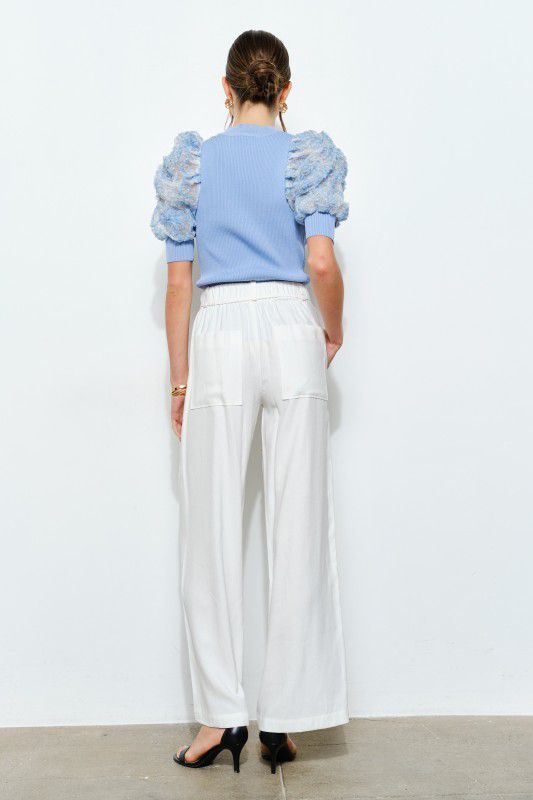 Blusa azul con manga globo en transparencia - BLUSA Boutiquemirel 