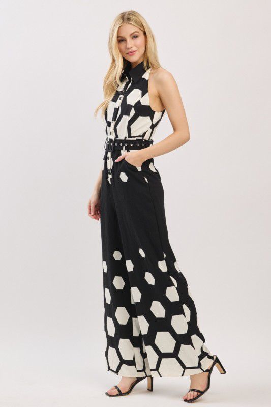 Palazzzo negro estampado