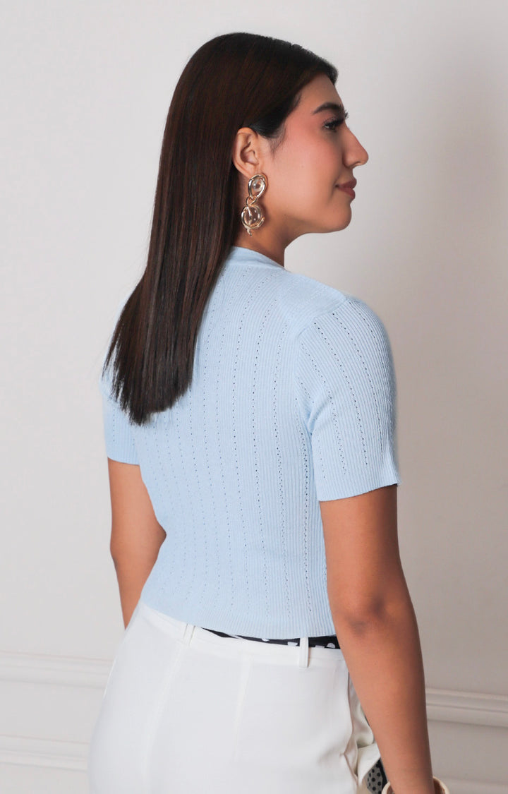 Blusa azul con cierre - BLUSAS REGULAR Boutiquemirel 