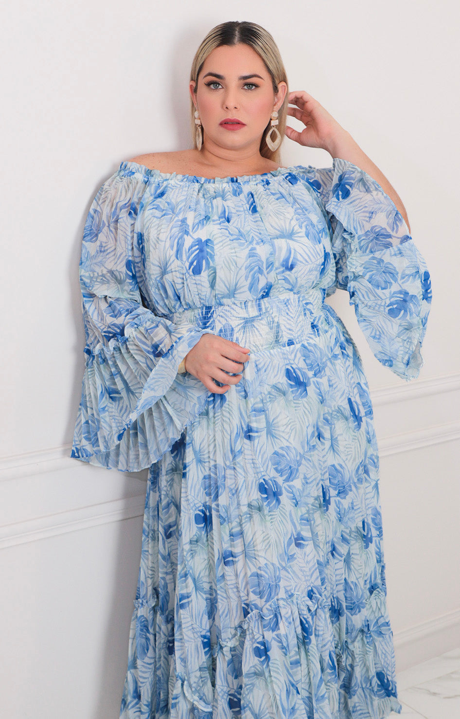 Vestido Campesino Azul Floral - VESTIDO LARGO CURVY Boutiquemirel 