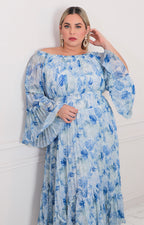 Vestido Campesino Azul Floral - VESTIDO LARGO CURVY Boutiquemirel 