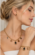 Set de collar, pulsera y aretes con dijes y osito