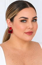 Aretes botón cuadrado con piedra