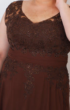 Vestido café largo