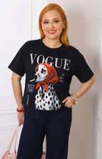 Blusa negra con estampado de dálmata