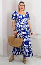 Vestido midi con mangas abullonadas