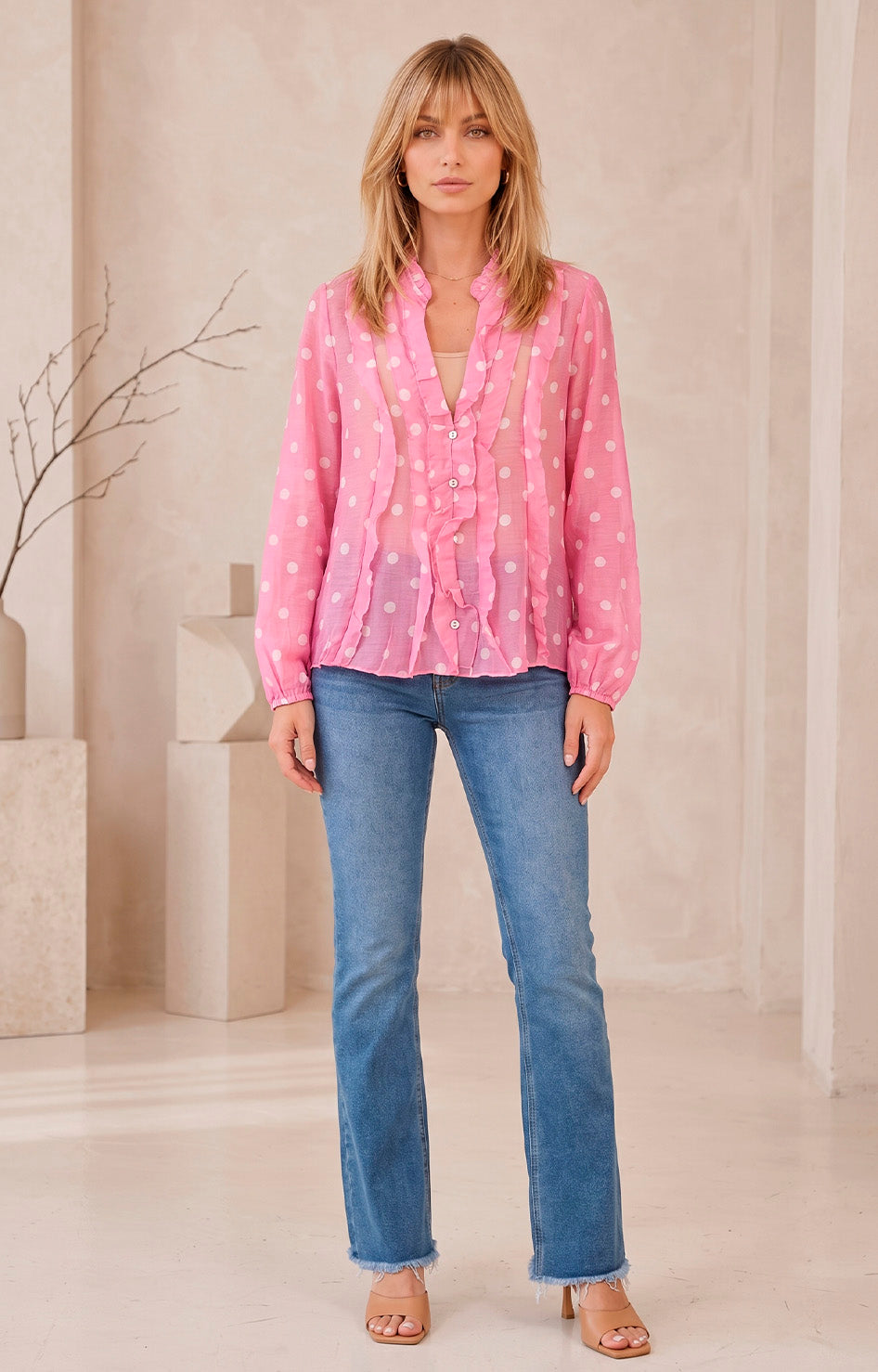 Blusa rosa polka dot - BLUSAS REGULAR Boutiquemirel 