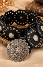 Cinturón de conchos bronce Boutiquemirel, diseño vaquero con detalles metálicos decorativos