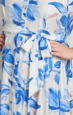 Vestido largo estampado de hojas con lazo