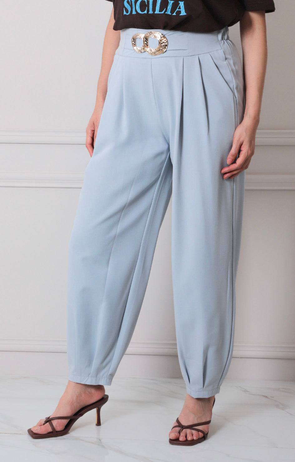 Pantalòn con hebilla dorado - PANTALON REGULAR Boutiquemirel 