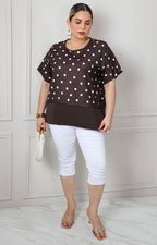 Blusa café con polka dots