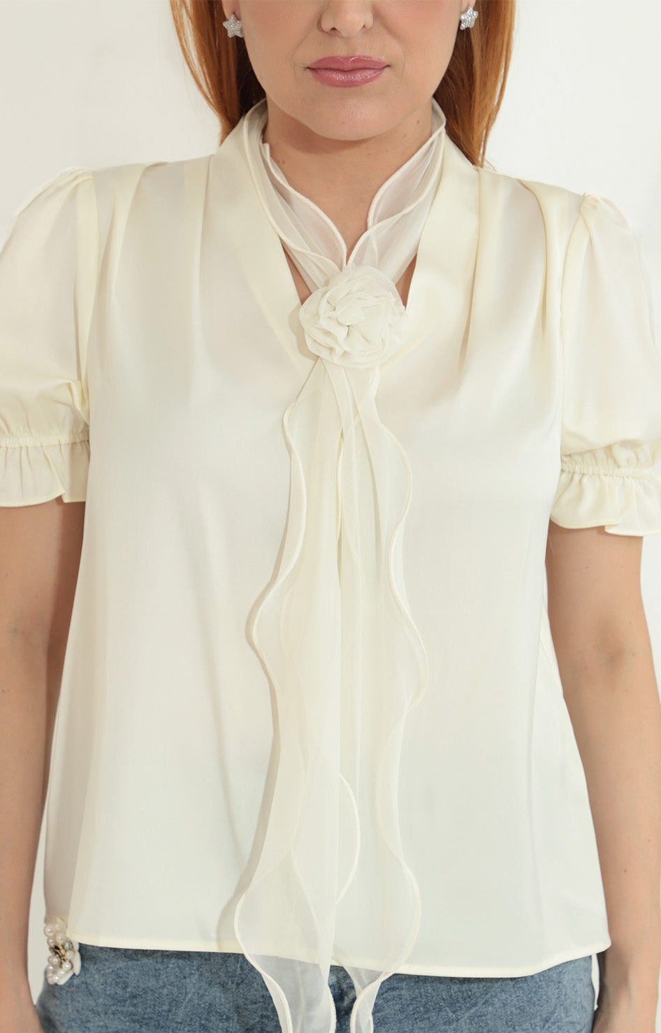 Blusa beige con lazo - BLUSA Boutiquemirel 