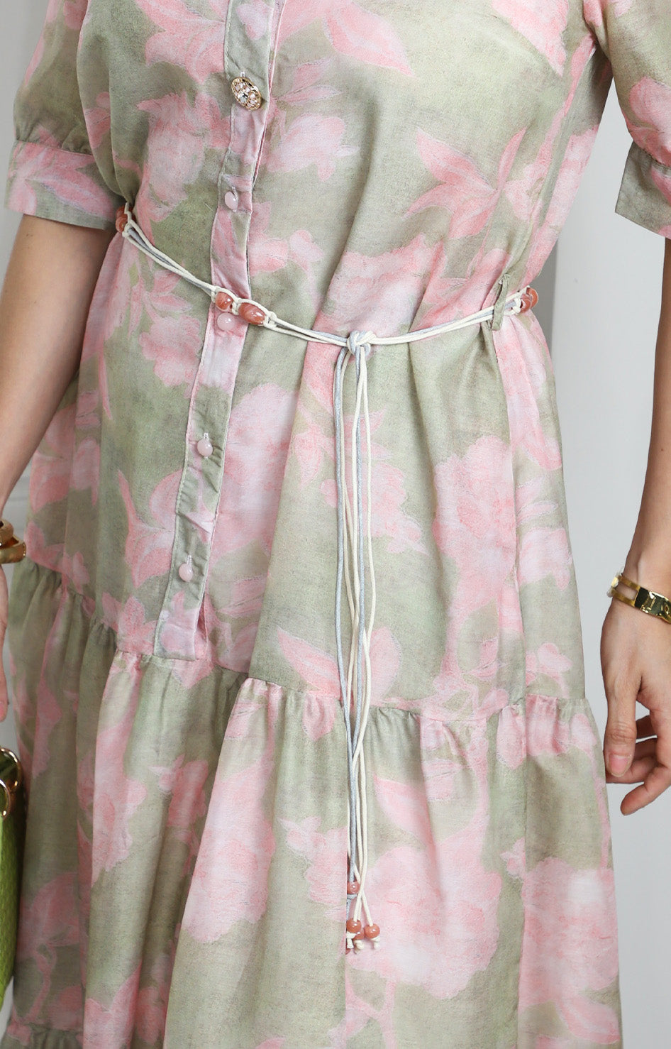Vestido camisero floral verde