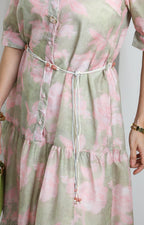 Vestido camisero floral verde