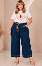 Pantalón de mezclilla con pañuelo - PANTALON MEZCLILLA CURVY Boutiquemirel 