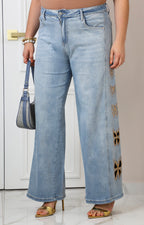 Pantalon de mezclilla estampado