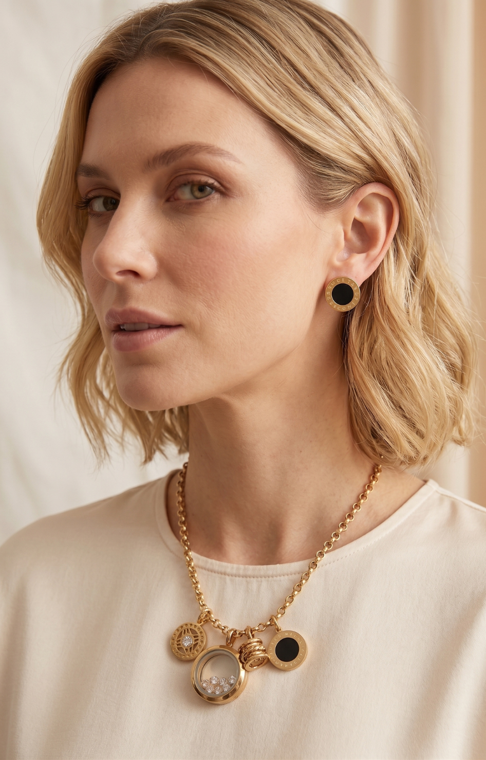 Collar Dorado con Dijes y Cristales - SET COLLAR ACERO Boutiquemirel 