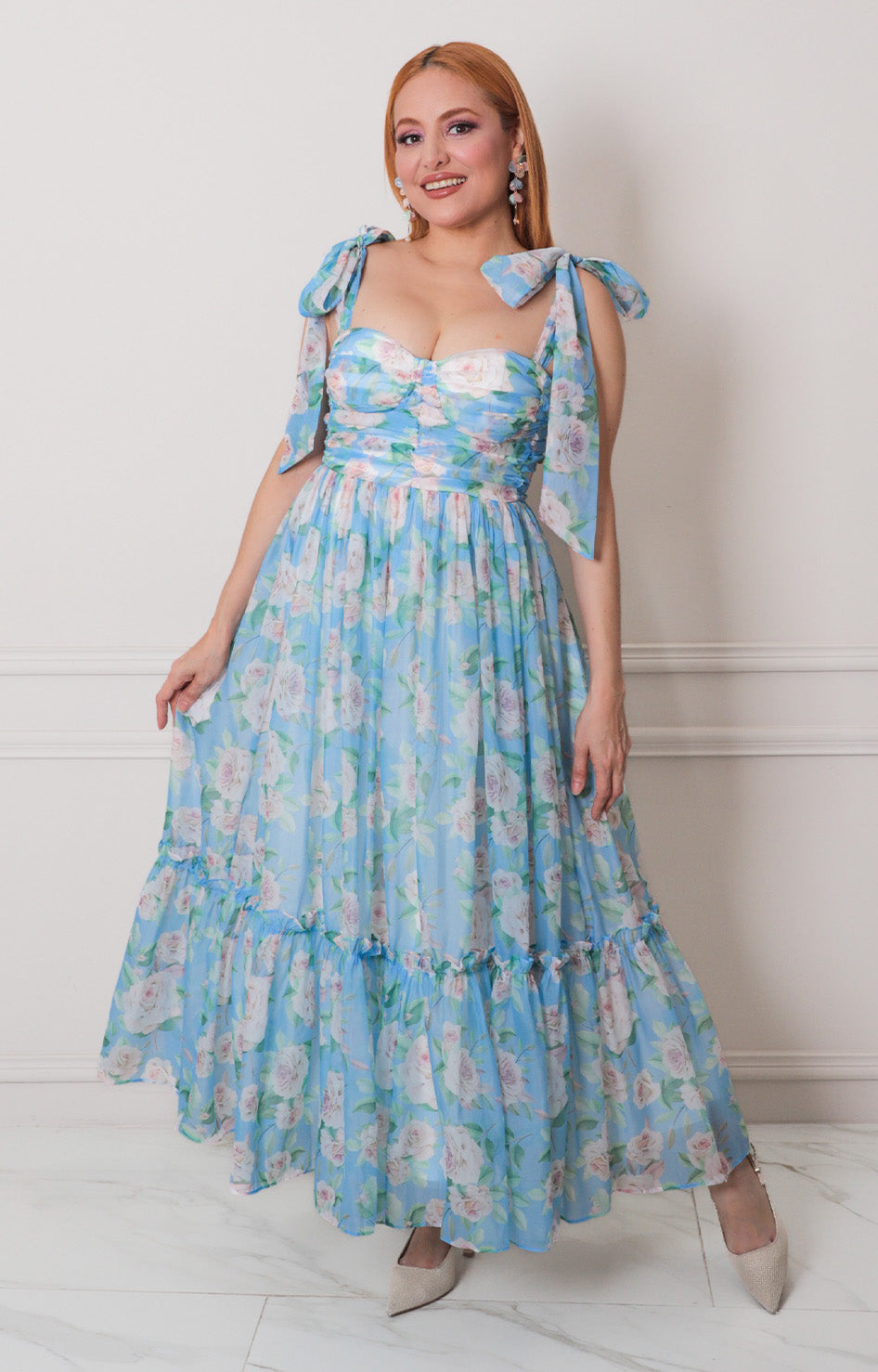 Vestido azul estampado - VESTIDO LARGO REGULAR Boutiquemirel 