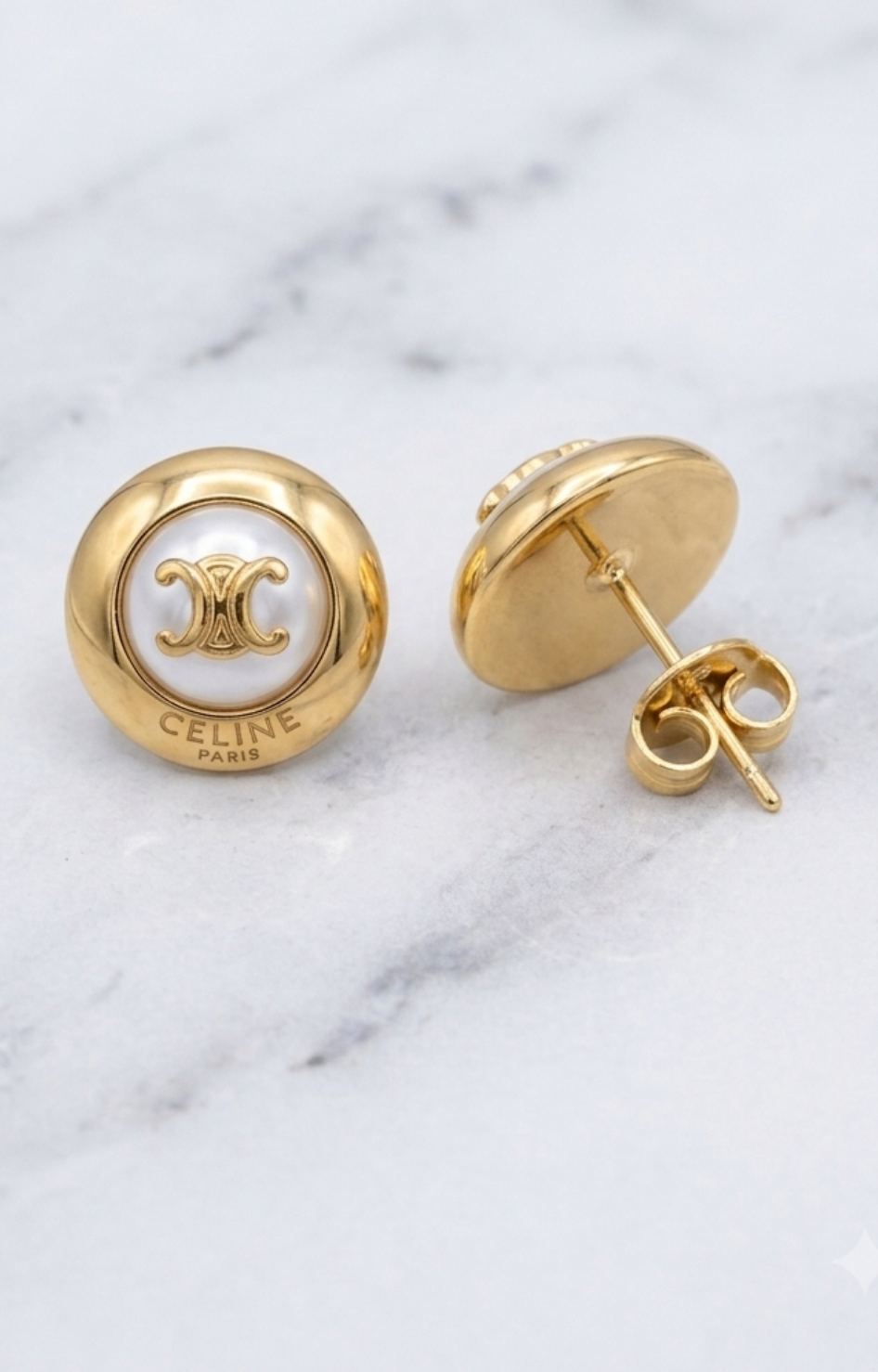 Aretes Circulares Dorados Con Perla