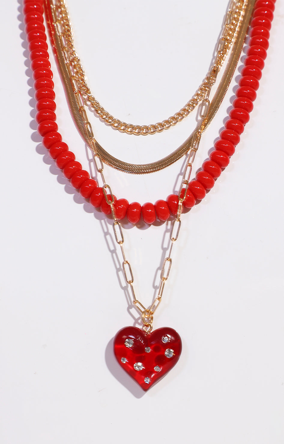 Collar rojo con eslabón y dije de corazón - COLLAR Boutiquemirel 
