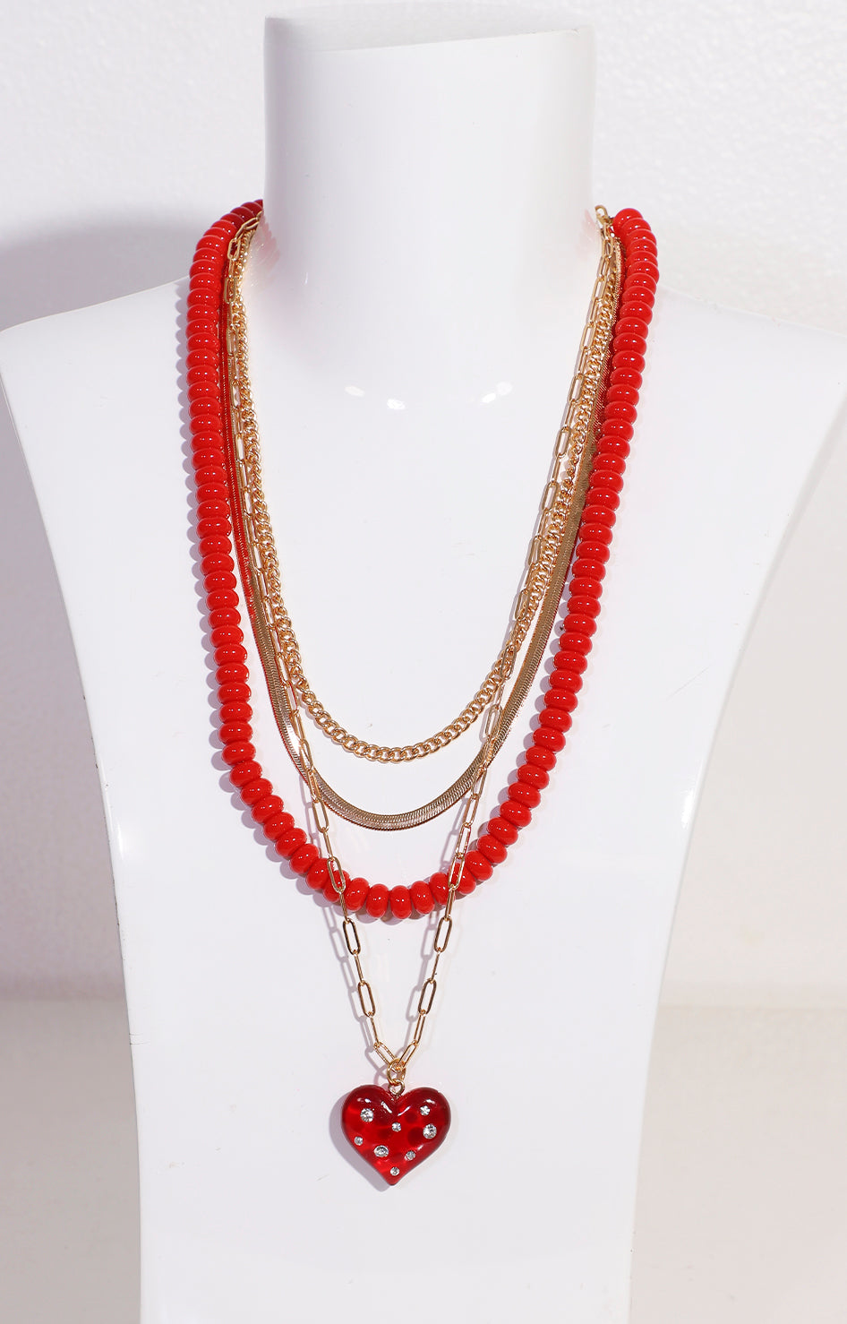 Collar rojo con eslabón y dije de corazón - COLLAR Boutiquemirel 