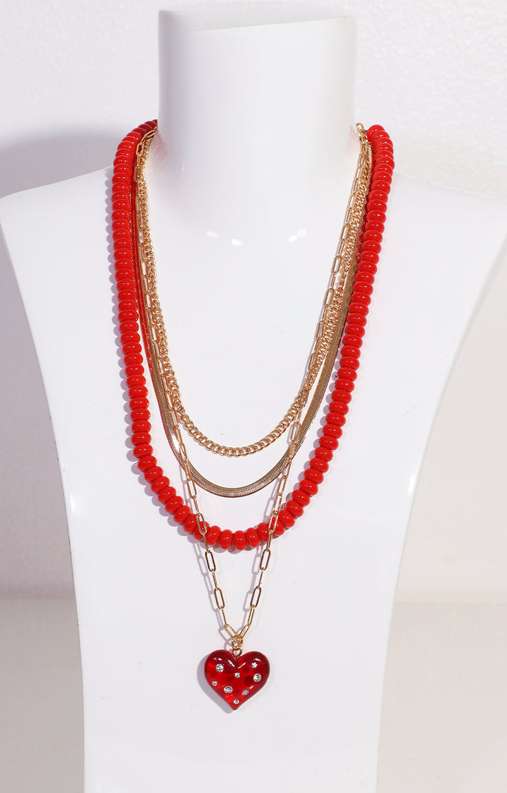 Collar rojo con eslabón y dije de corazón - COLLAR Boutiquemirel 