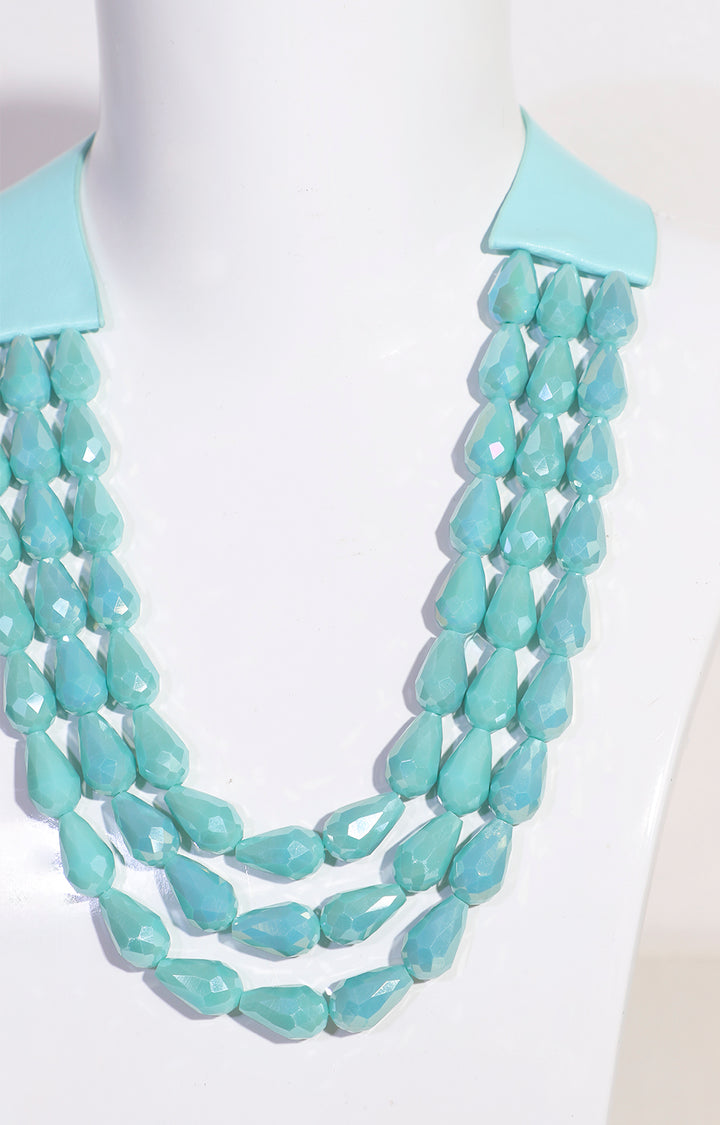 Collar verde triple con cuentas acrílicas y cuero - COLLAR Boutiquemirel 