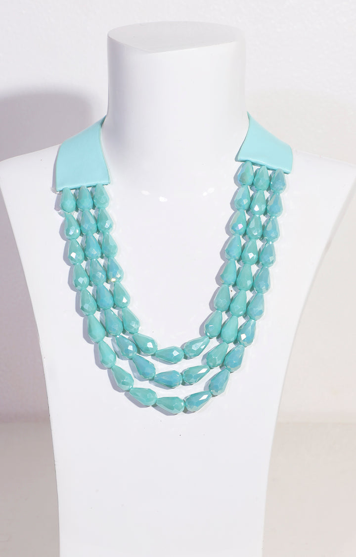 Collar verde triple con cuentas acrílicas y cuero - COLLAR Boutiquemirel 