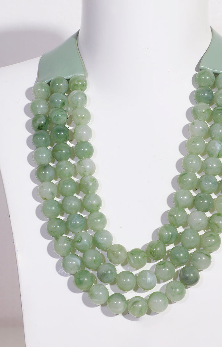 Collar verde de perlas y cuero - COLLAR Boutiquemirel 