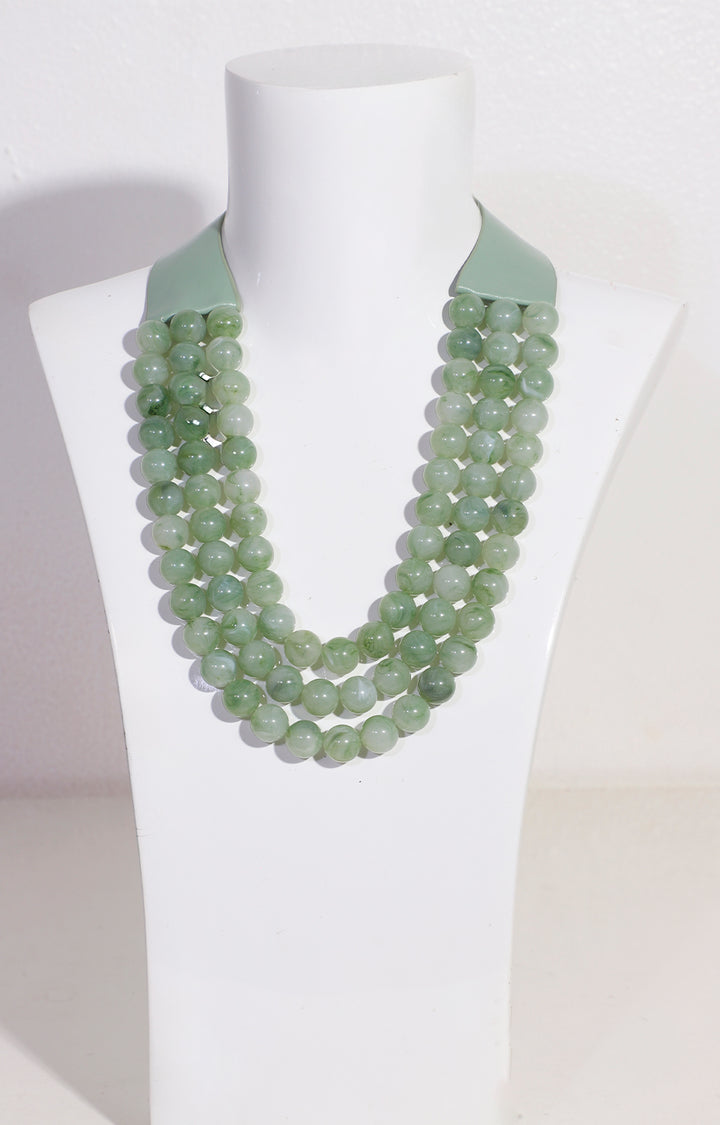 Collar verde de perlas y cuero - COLLAR Boutiquemirel 
