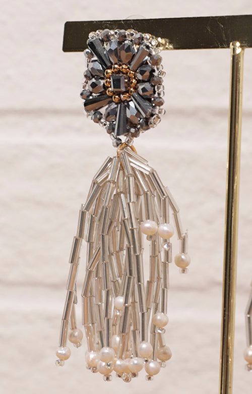 Arete artesanal plata con blanco - ARETE Boutiquemirel 