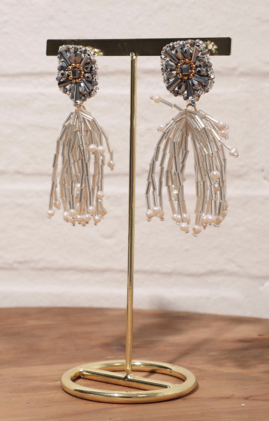 Arete artesanal plata con blanco - ARETE Boutiquemirel 