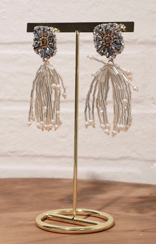 Arete artesanal plata con blanco - ARETE Boutiquemirel 