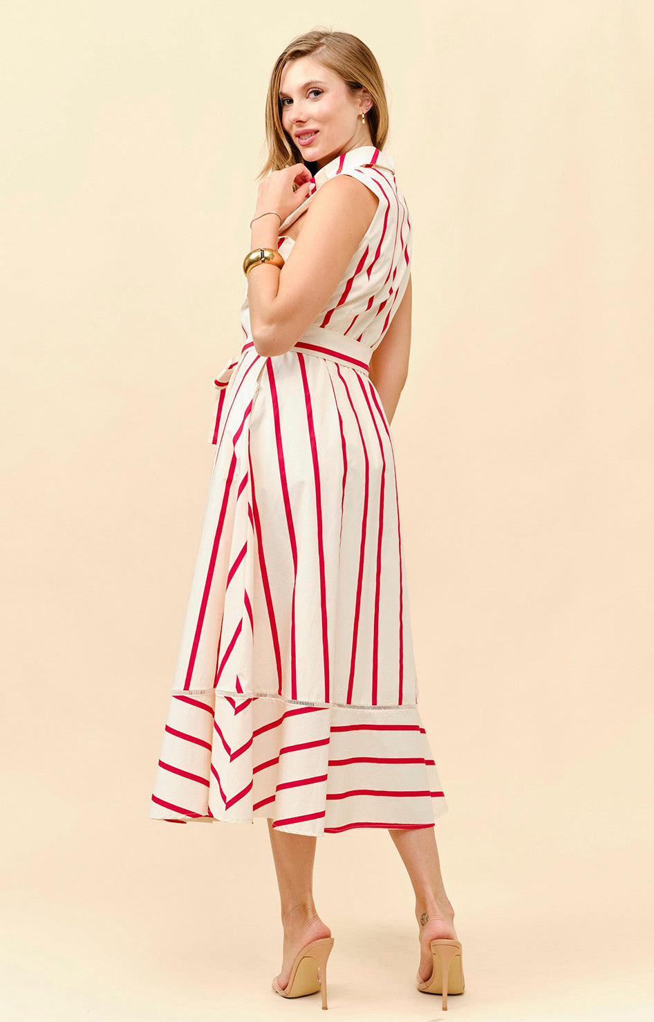 Vestido rojo estampado de rayas - VESTIDO LARGO REGULAR Boutiquemirel 