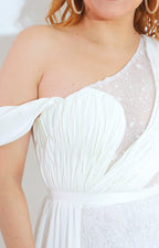 Vestido blanco de fiesta con pedrería - VESTIDO Boutiquemirel 