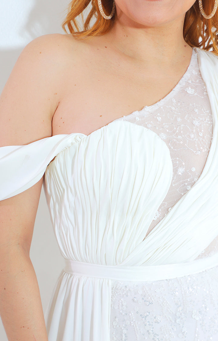 Vestido blanco de fiesta con pedrería - VESTIDO Boutiquemirel 