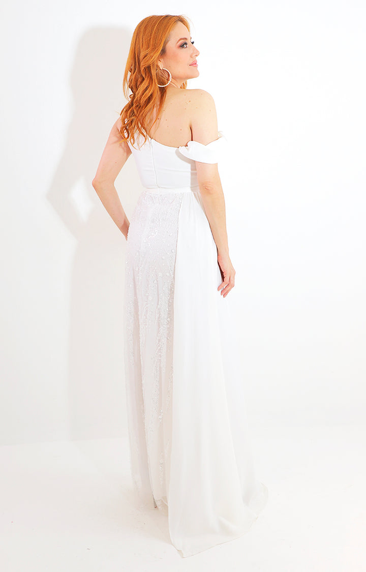 Vestido blanco de fiesta con pedrería - VESTIDO Boutiquemirel 