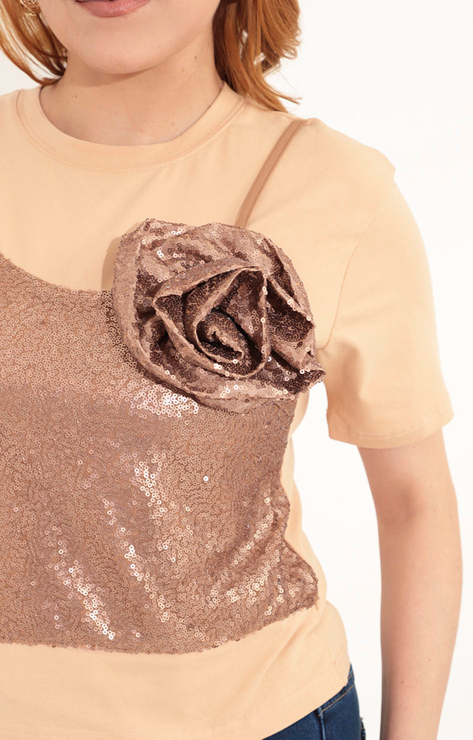 Blusa beige con flor 3D - BLUSA Boutiquemirel 