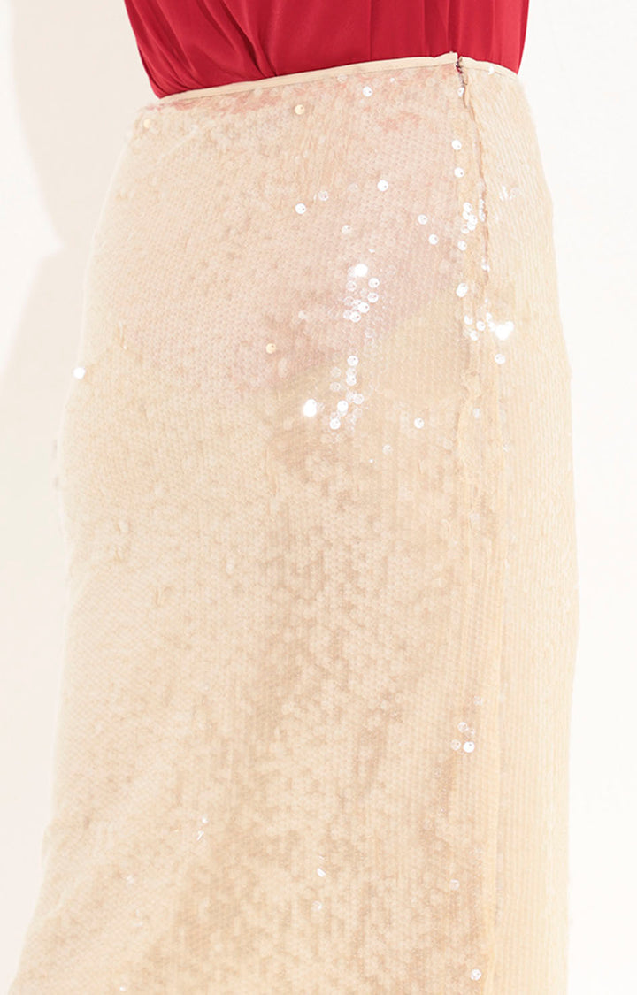 Falda beige de lentejuela - FALDA Boutiquemirel 