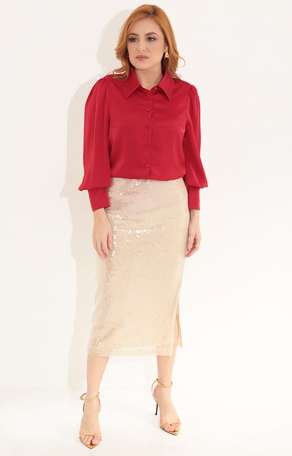 Falda beige de lentejuela - FALDA Boutiquemirel 