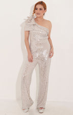 Palazzo beige asimétrico con lentejuelas - PALAZZO Boutiquemirel 