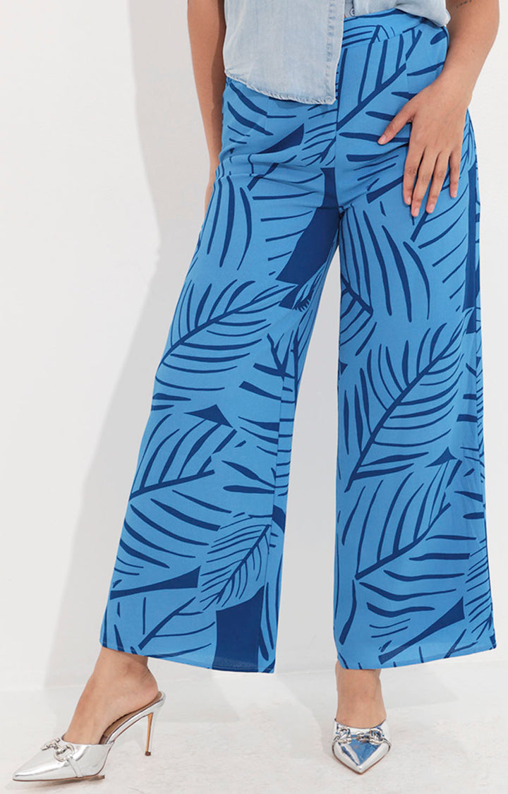 Pantalon azul estampado tropical - PANTALON Boutiquemirel 