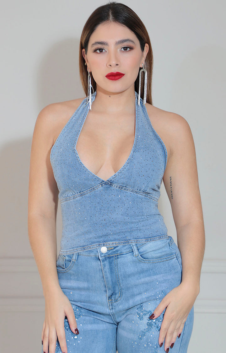 Blusa top denim