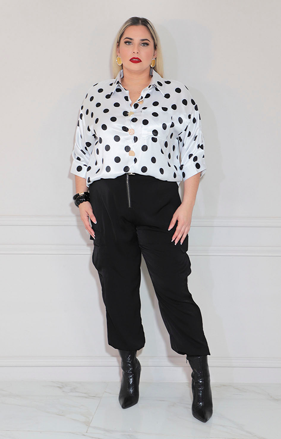 Blusa blanca polka-dots