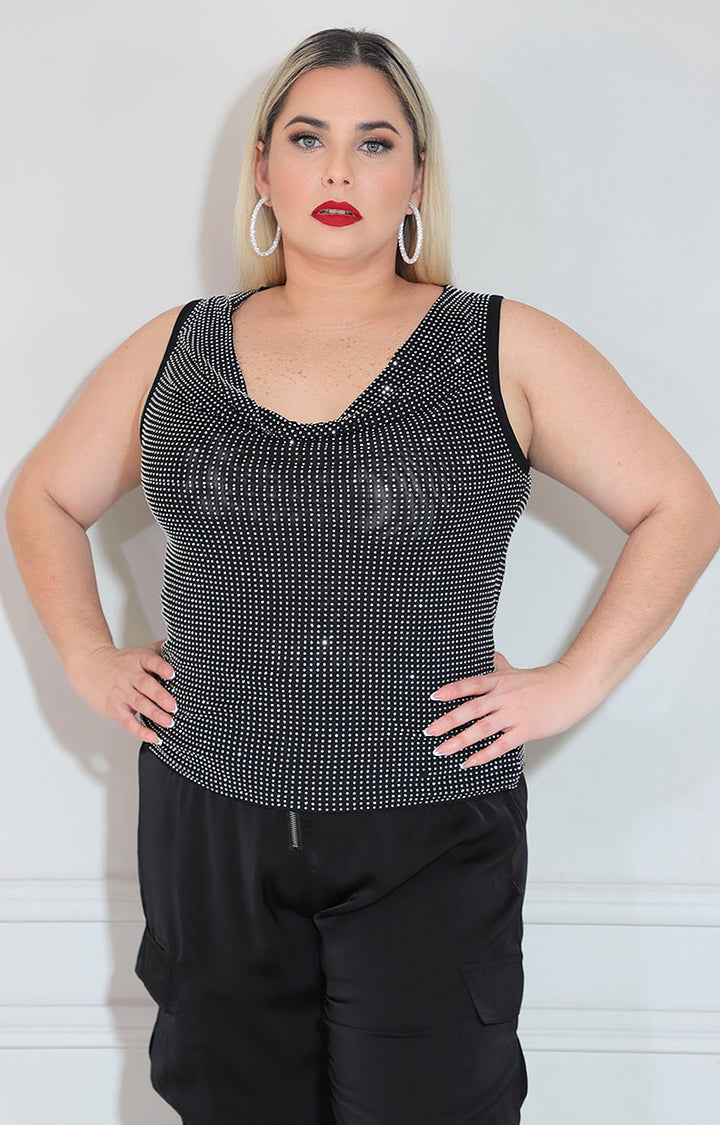 Blusa negra con brillos