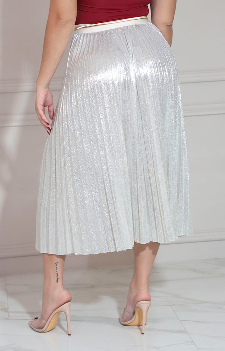 Falda beige metálica