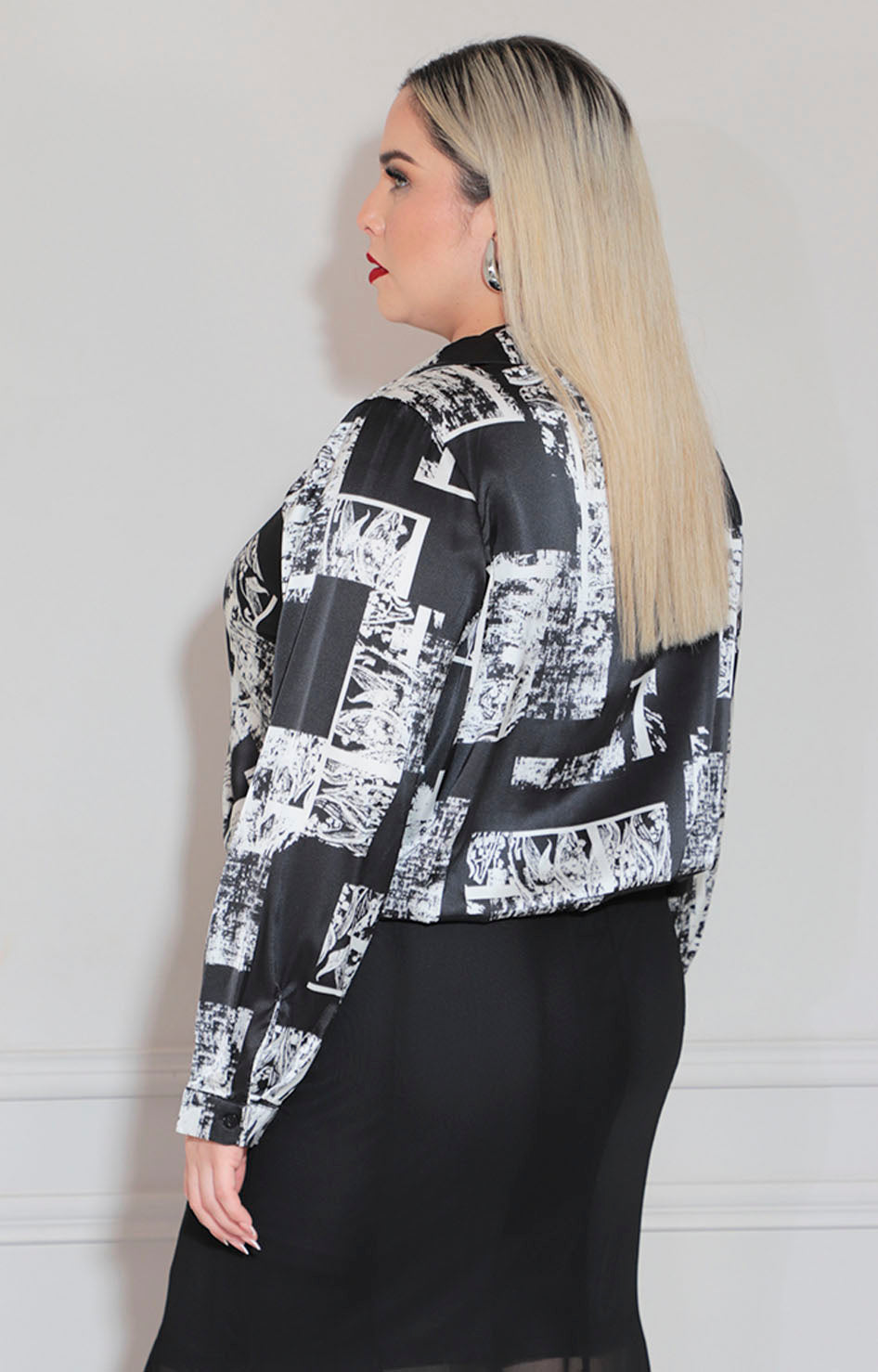 Blusa bi color satinada