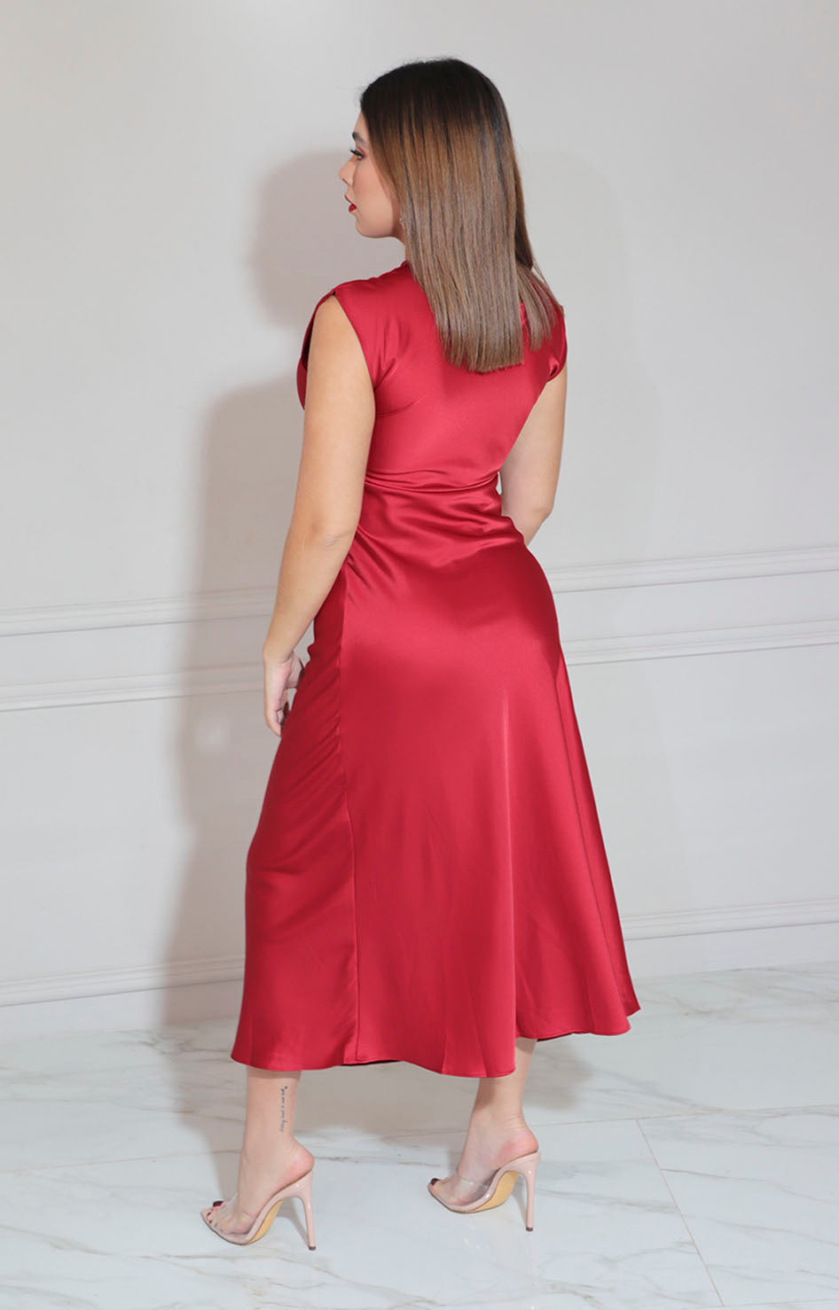 Vestido satinado rojo