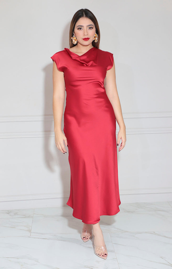 Vestido satinado rojo