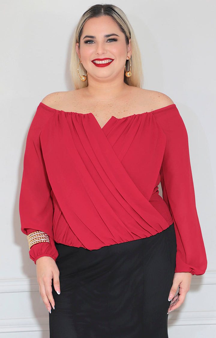 Blusa vino de manga larga